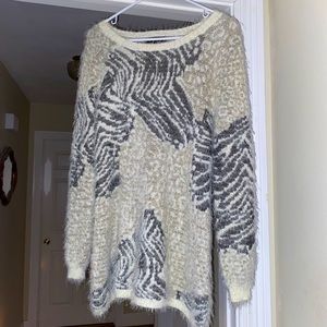 Long Patterned Fuzzy Sweater